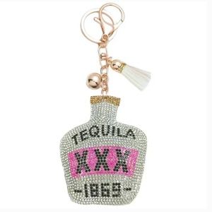 NWT Bling Tequila Bottle 1869 Keychain or Bag Charm with Tassel